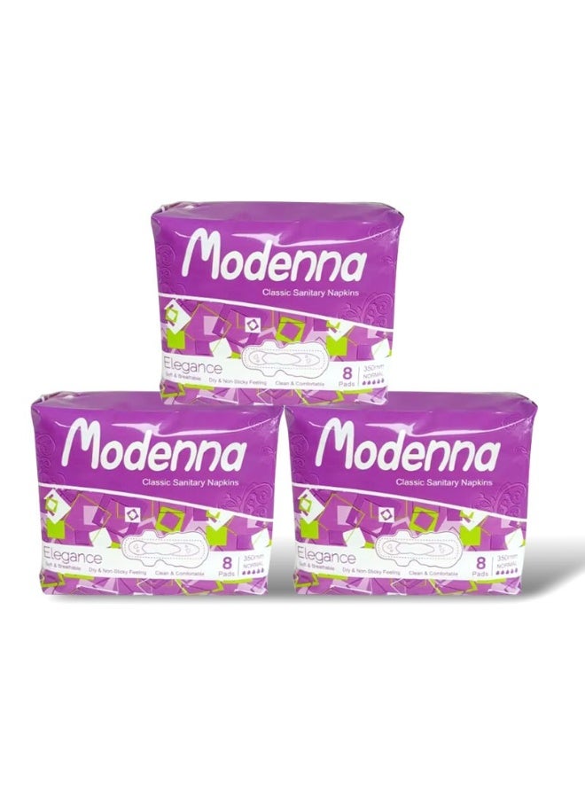 Modenna 350mm 8pads Soft Breathable Dry Comfotable Classic Sanitary Napkins - Image 2